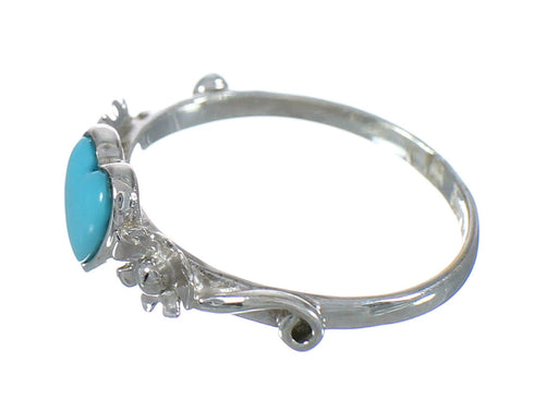 Sterling Silver Southwestern Turquoise Heart Flower Ring Size 6-3/4 RX62355